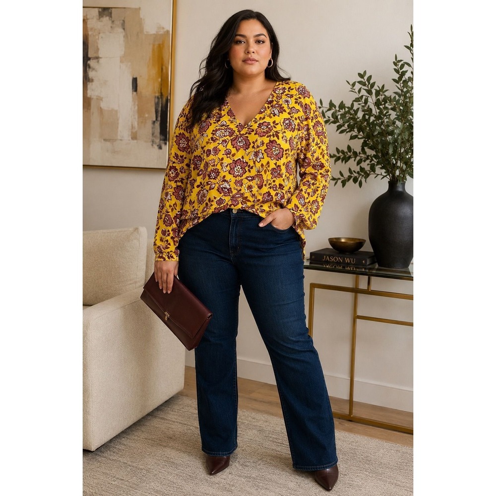 J Jason Wu Floral Long Sleeve Blouse -‎ Size 3X (MSRP: $148)